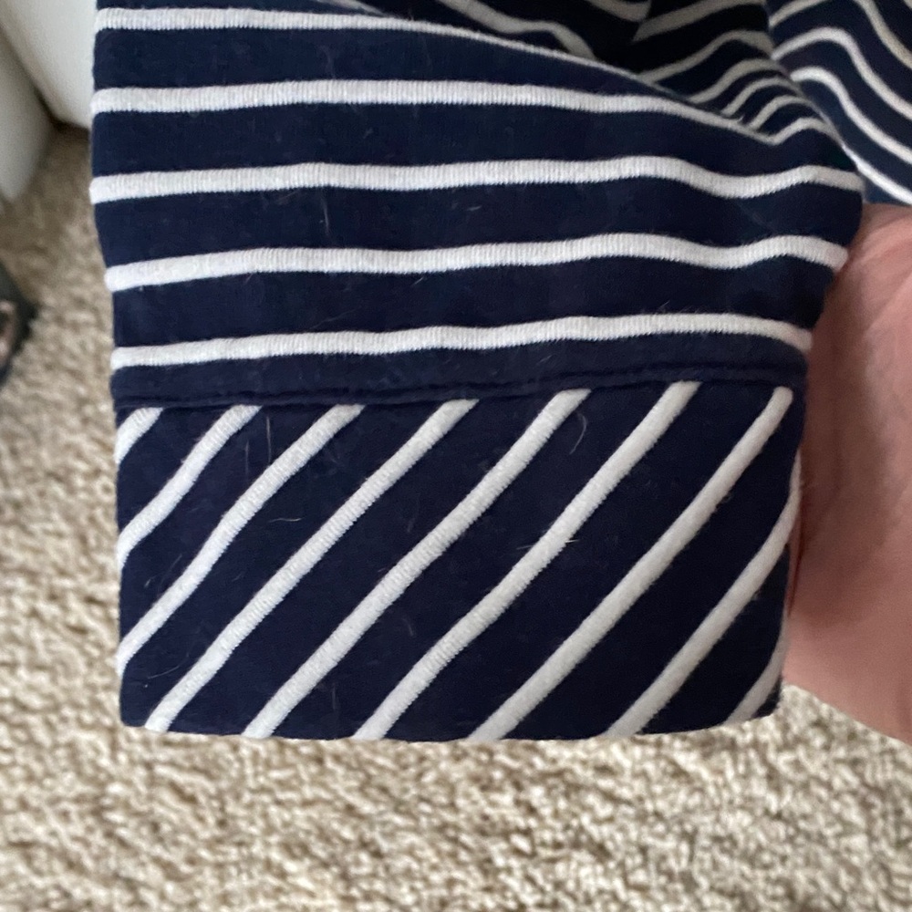 Talbots Women's Long Sleeve Top in Navy and White Stripes - Picture 5 of 6